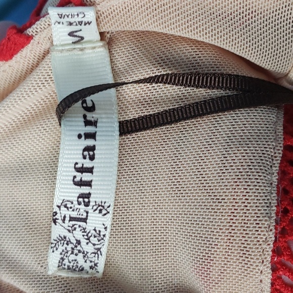 Laffaire | Red Lace Strappy Midi lace dress - nude underlay - Medium - Picture 7 of 14